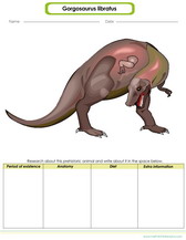 Gorgosaurus pdf worksheet for kids. Dowmload free and practice